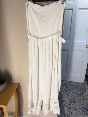 Lorena Rose strapless wide leg jumpsuit